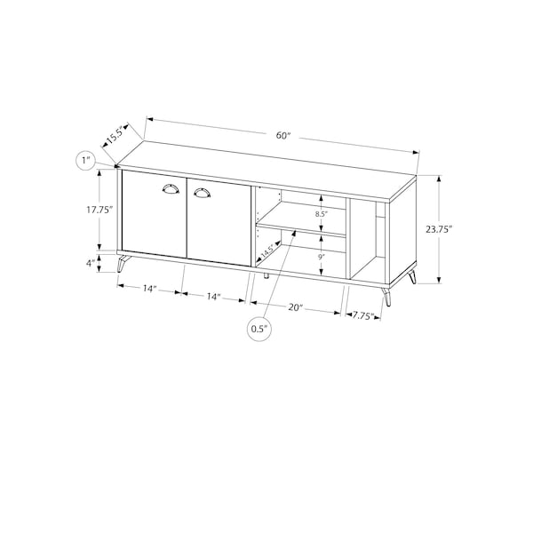 Monarch Specialties Tv Stand, 60 Inch, Console, Storage Cabinet, Living Room, Bedroom, Laminate, Grey - I 2841