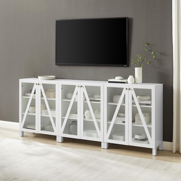 Kd Aparador Cassai Media Storage Cabinet Set, White - 3 Piece - KD3046457