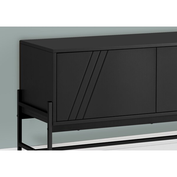 Monarch Specialties Tv Stand, 60 Inch, Console, Storage Cabinet, Living Room, Bedroom, Black Laminate - I 2734