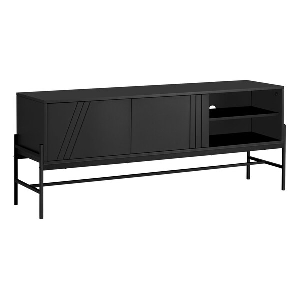 Monarch Specialties Tv Stand, 60 Inch, Console, Storage Cabinet, Living Room, Bedroom, Black Laminate - I 2734