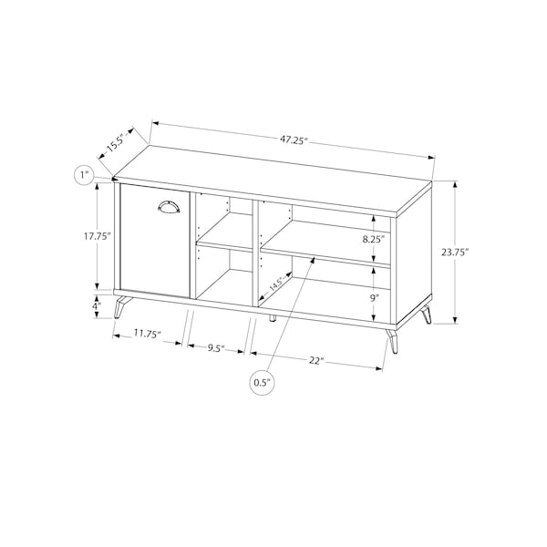 Monarch Specialties Tv Stand, 48 Inch, Console, Storage Cabinet, Living Room, Bedroom, Laminate, Grey - I 2830