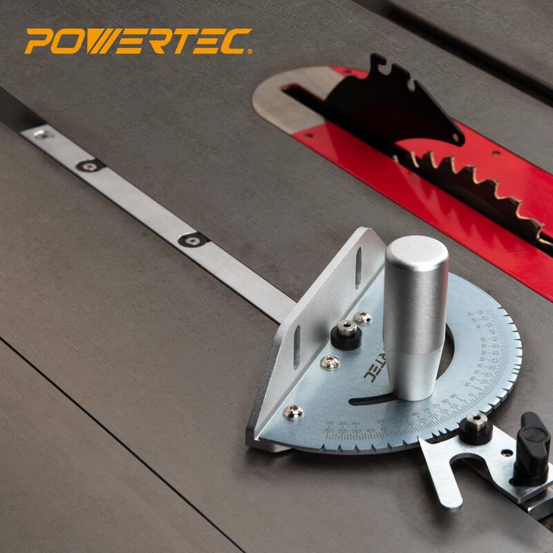 Ensamble del medidor de ángulo para sierra de mesa universal POWERTEC con 27 paradas de ángulo - 71142