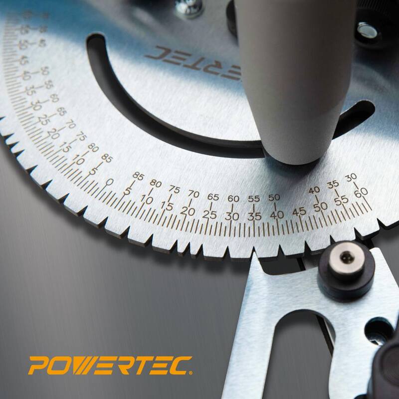 Ensamble del medidor de ángulo para sierra de mesa universal POWERTEC con 27 paradas de ángulo - 71142