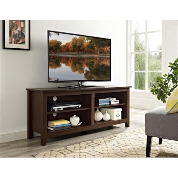 Walker Edison Furniture Walker Edison  58 in. Wood TV Media Stand Storage Console - Traditional Brown - W58CSPTB