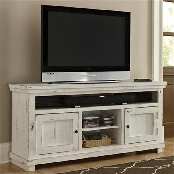 Progressive Furniture Progressive Furniture P610E-74 Willow Casual Style 74 in. Media Console Table; Distressed White - P610E-74