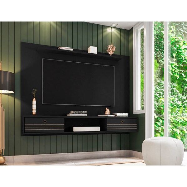 Manhattan Comfort Liberty 70.86 Floating Entertainment Center, Black - 235BMC8