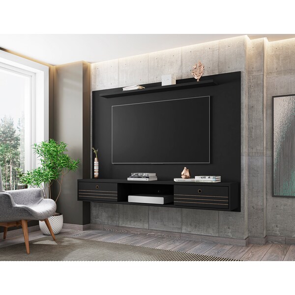 Manhattan Comfort Liberty 70.86 Floating Entertainment Center, Black - 235BMC8