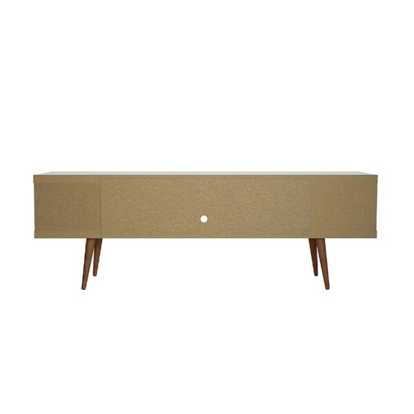 Manhattan Comfort Utopia 70.47" TV Stand with Splayed Wooden Legs and 4 Shelves in White - 19754