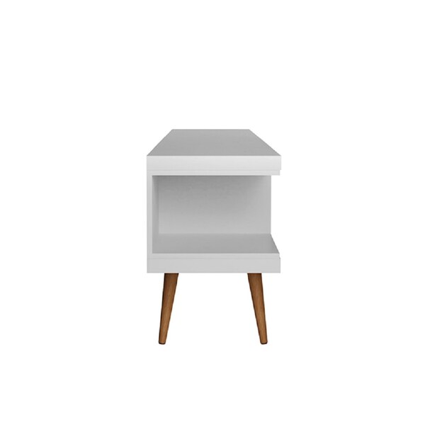 Manhattan Comfort Utopia 70.47" TV Stand with Splayed Wooden Legs and 4 Shelves in White - 19754