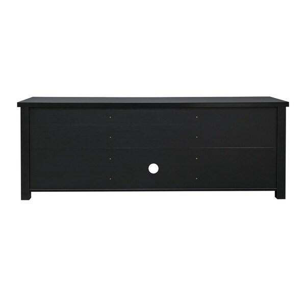 Flash Furniture Sheffield Classic TV Stand for up to 80in. TVs - Modern Black Finish w/Full Glass Doors - 3 Shelves - GC-MBLK65-BLK-GG