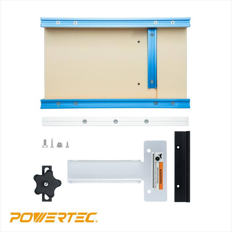 Trineo para sierra de mesa POWERTEC para piezas pequeñas, alta precisión, cortes pequeños - 71590.