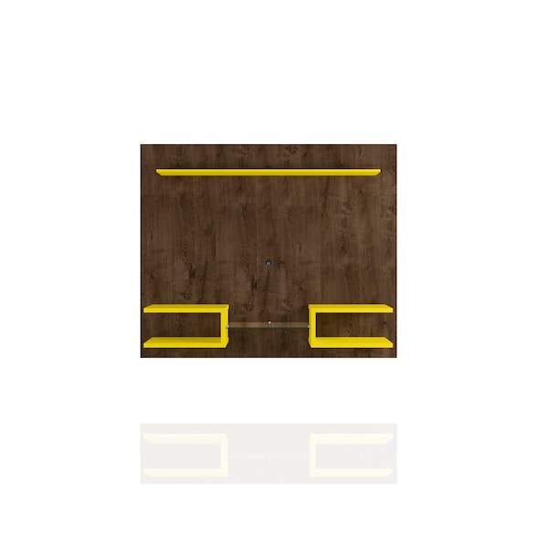 Manhattan Comfort Plaza 64.25 Floating Entertainment Center, Rustic Brown and Yellow - 224BMC94