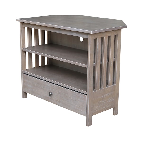 International Concepts Mission Corner TV Stand, Washed Gray Taupe - TV09-27