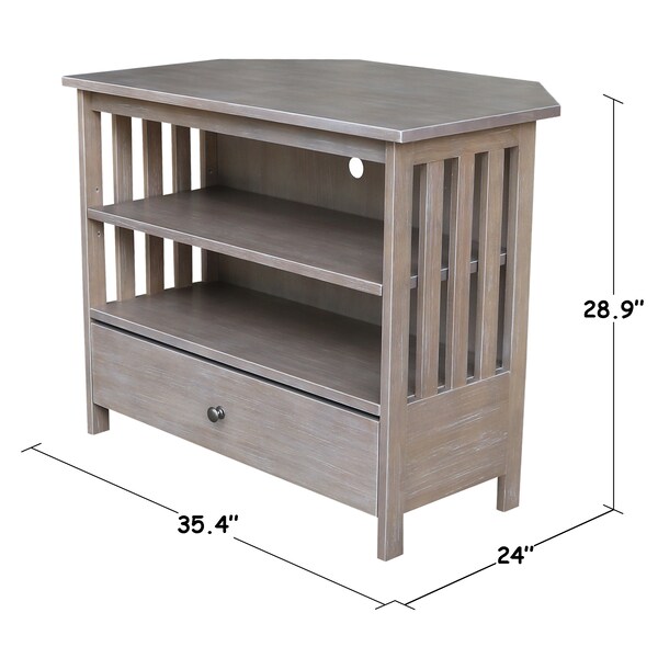International Concepts Mission Corner TV Stand, Washed Gray Taupe - TV09-27
