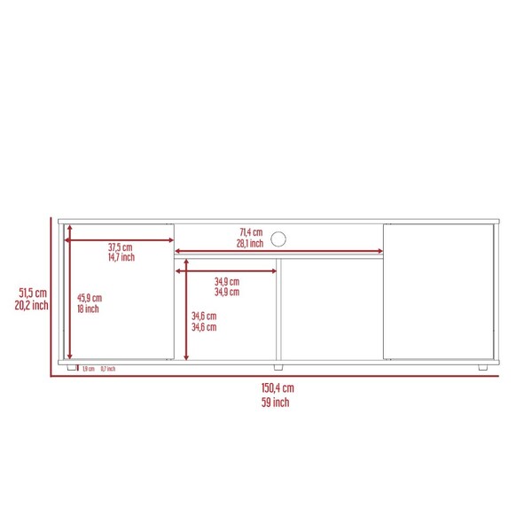 Tuhome Prana Tv Stand fot TV's up 60 in. Four Shelves, Two Cabinets With Single Door, Black - RLW5600