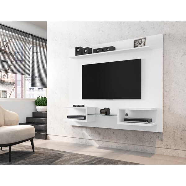 Manhattan Comfort Plaza 64.25 Floating Entertainment Center, White - 224BMC6