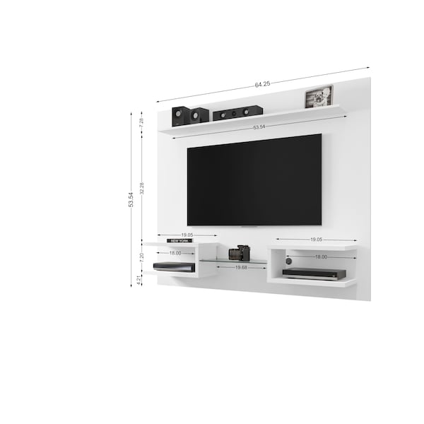 Manhattan Comfort Plaza 64.25 Floating Entertainment Center, White - 224BMC6
