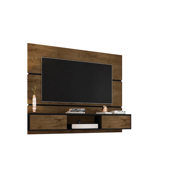 Manhattan Comfort Vernon 62.99 Floating Entertainment Center, Rustic Brown and Black - 236BMC98