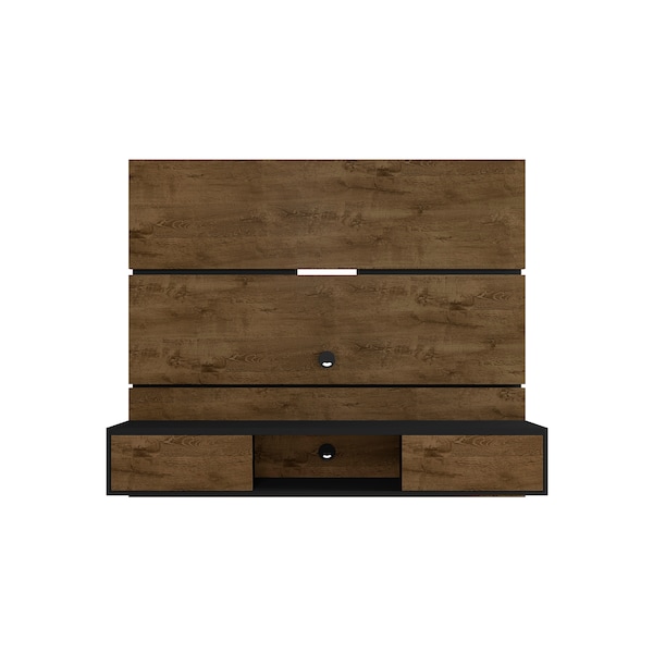 Manhattan Comfort Vernon 62.99 Floating Entertainment Center, Rustic Brown and Black - 236BMC98