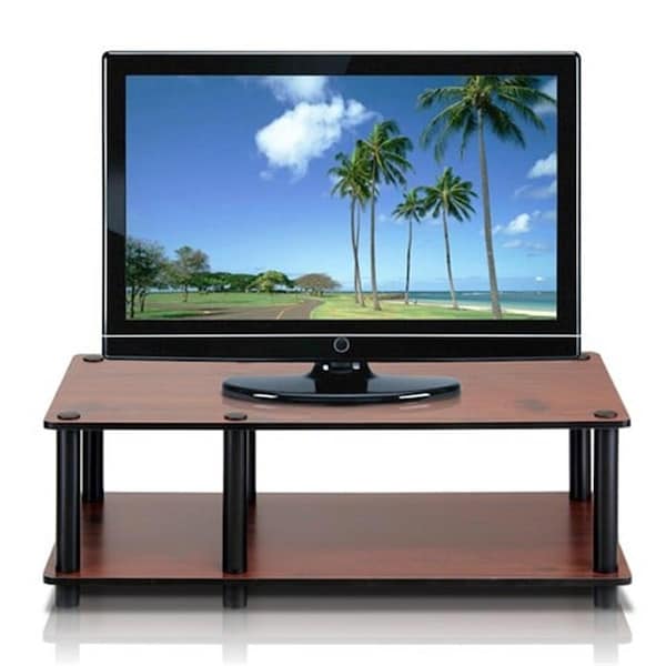 Furinno Just No Tools Mid Tv Stand, Dark Cherry With Black Tube - 10.9 X 31.5 X 15.6 In. - 11174DC(BK)/BK