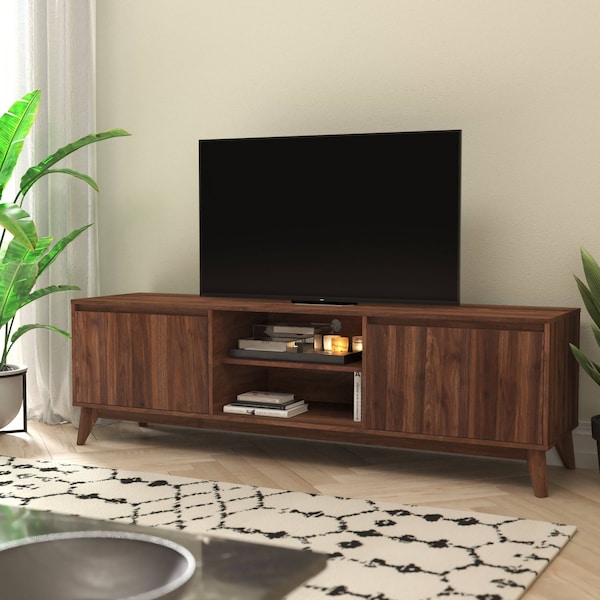 Flash Furniture Walnut 70" TV Stand with Adjustable Middle Shelf - EM-TV1801-WAL-GG