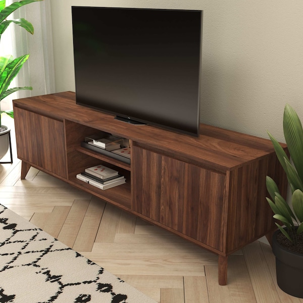 Flash Furniture Walnut 70" TV Stand with Adjustable Middle Shelf - EM-TV1801-WAL-GG