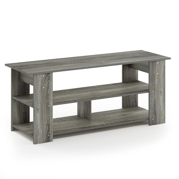 Furinno 50 in. TV Stand Up, French Oak Grey & Black - 15118GYWBK