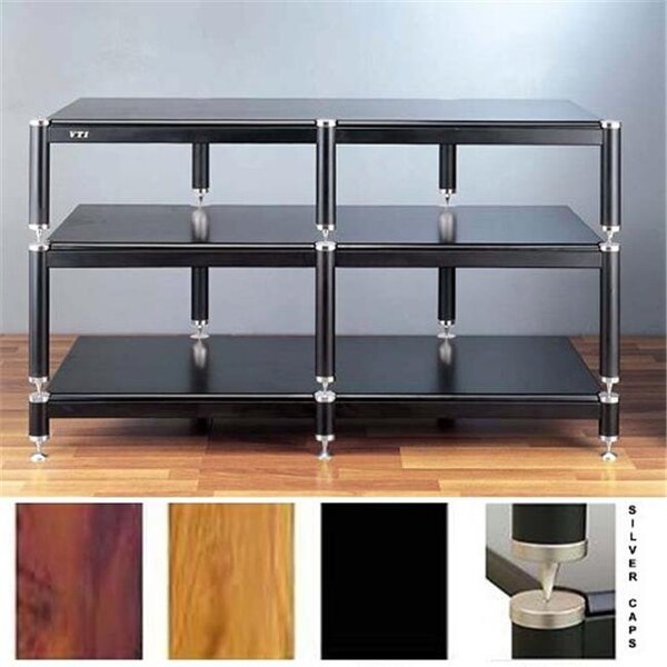 Vti Manufacturing VTI Manufacturing BL503SC 5 Silver Capspike Black Poles 3 Cherry Shelves TV & AV Stand - BL503SC