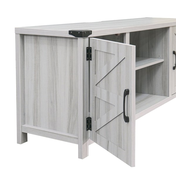 Flash Furniture Charlotte Modern Farmhouse Barn Door TV Stand in Light Gray for TV's up to 65in. w/Adjustable Shelf - GC-MBLK67-LTGY-GG
