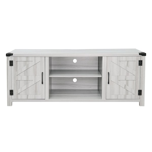 Flash Furniture Charlotte Modern Farmhouse Barn Door TV Stand in Light Gray for TV's up to 65in. w/Adjustable Shelf - GC-MBLK67-LTGY-GG