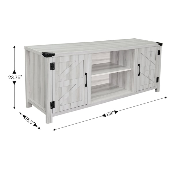 Flash Furniture Charlotte Modern Farmhouse Barn Door TV Stand in Light Gray for TV's up to 65in. w/Adjustable Shelf - GC-MBLK67-LTGY-GG