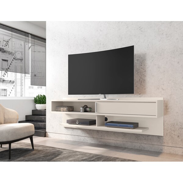 Manhattan Comfort Astor 70.86 Floating Entertainment Center, Off White - 222BMC1