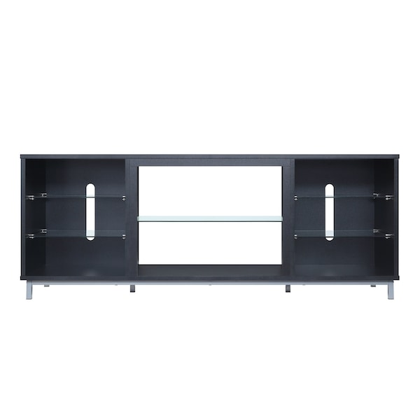 Manhattan Comfort Brighton 60" TV Stand with Glass Shelves and Media Wire Management in Onyx - TVFP4-BL