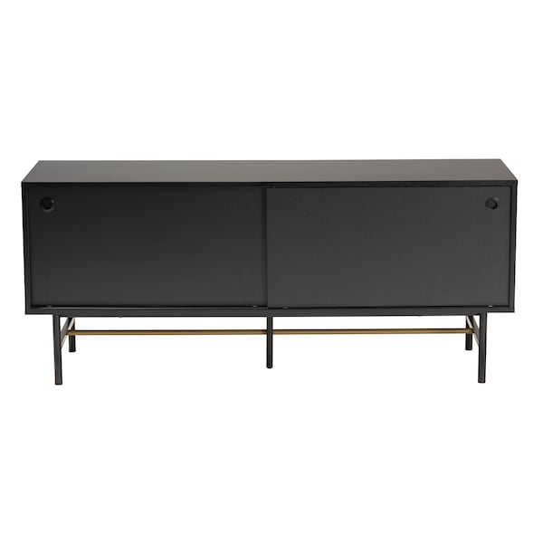 Baxton Studio Truett Modern Dark Brown Finished Wood and Two-Tone Black and Gold Metal TV Stand - 226-12494-ZORO