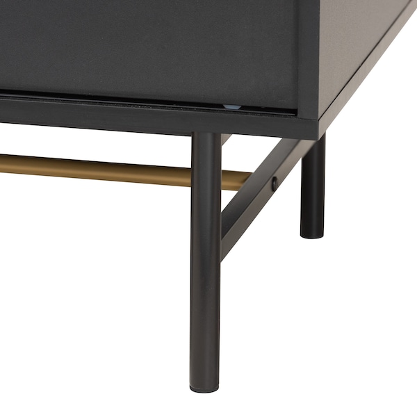 Baxton Studio Truett Modern Dark Brown Finished Wood and Two-Tone Black and Gold Metal TV Stand - 226-12494-ZORO