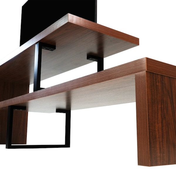 Leisuremod Orford TV Stand with MDF Shelves and Powder Coated Iron Legs, Walnut - ORS88NW