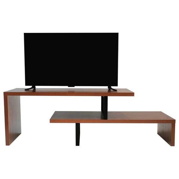 Leisuremod Orford TV Stand with MDF Shelves and Powder Coated Iron Legs, Walnut - ORS88NW