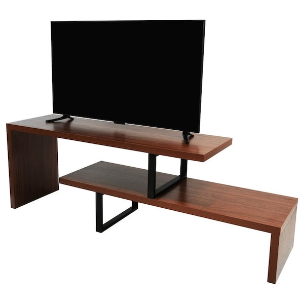 Leisuremod Orford TV Stand with MDF Shelves and Powder Coated Iron Legs, Walnut - ORS88NW