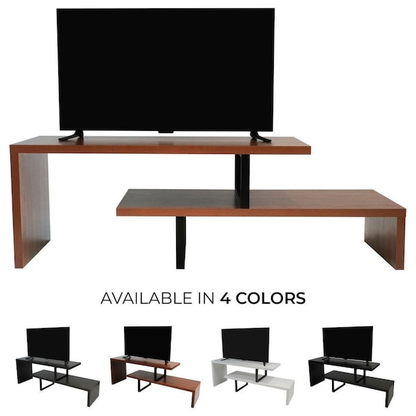 Leisuremod Orford TV Stand with MDF Shelves and Powder Coated Iron Legs, Walnut - ORS88NW