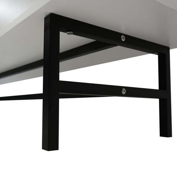 Leisuremod Rochester Rectangular TV Stand with Enclosed Storage and Powder Coated Iron Legs, White - RTS60W