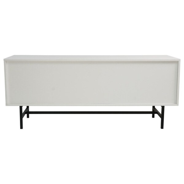 Leisuremod Rochester Rectangular TV Stand with Enclosed Storage and Powder Coated Iron Legs, White - RTS60W