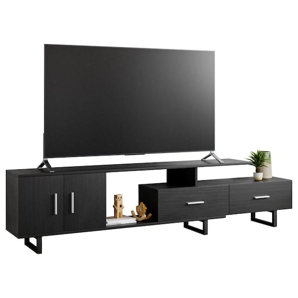 Leisuremod Avery TV Stand with MDF Cabinet and Powder Coated Steel Legs, Phantom Grey - ATS69GR