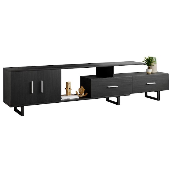 Leisuremod Avery TV Stand with MDF Cabinet and Powder Coated Steel Legs, Phantom Grey - ATS69GR