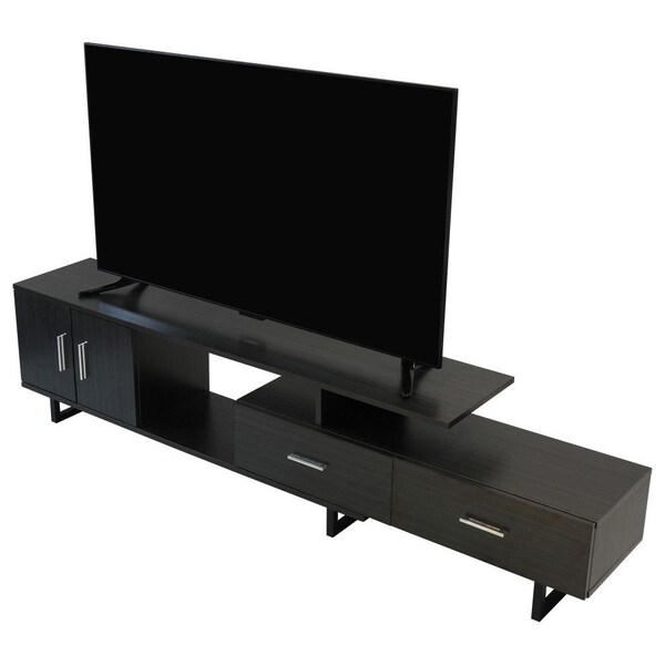Leisuremod Avery TV Stand with MDF Cabinet and Powder Coated Steel Legs, Phantom Grey - ATS69GR
