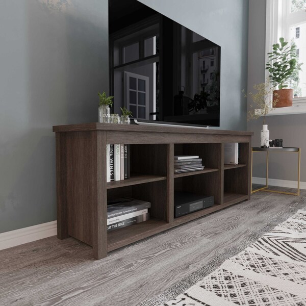 Flash Furniture 65" Espresso Finish 6 Cubby Open Storage TV Stand - GC-MBLK66-ESP-GG