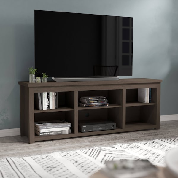 Flash Furniture 65" Espresso Finish 6 Cubby Open Storage TV Stand - GC-MBLK66-ESP-GG