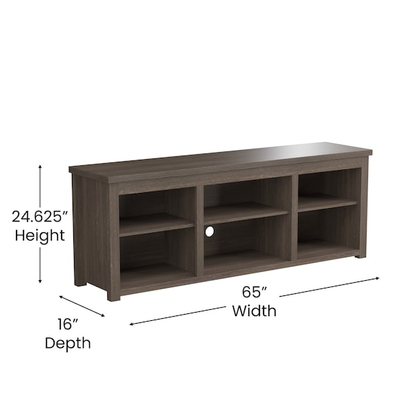 Flash Furniture 65" Espresso Finish 6 Cubby Open Storage TV Stand - GC-MBLK66-ESP-GG