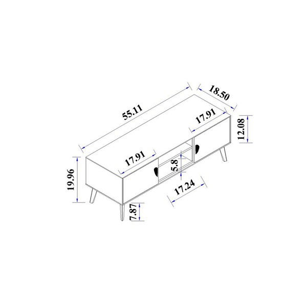 Manhattan Comfort Haley TV Stand 55.10 in White & Black Marble  in White and Black Marble - TV005-WB