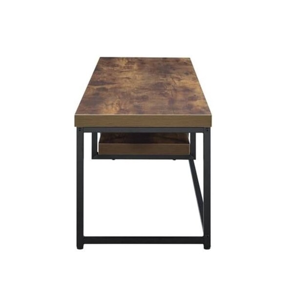Acme Wooden TV Stand with Underneath Shelf in Weathered Oak and Black - ER-051OAK