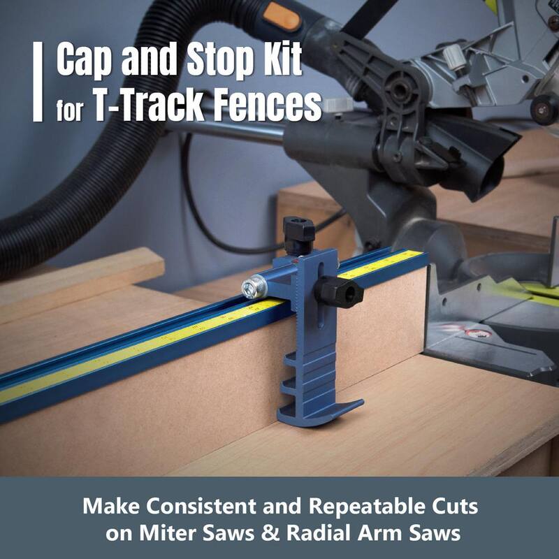 Fence para sierra ingletadora POWERTEC, incluye kit de parada T-Track, cinta métrica y tapa de cerca tipo T-Track, accesorios de T-Track - 71742N